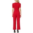 thumbnail image 3 of INSPIRAR CHIC Mono de Trabajo para Mujeres Elegante Cuello Cuadrado Manga Corta Abullonada Suelto Pierna Ancha Romper XS Rojo, 3 of 5