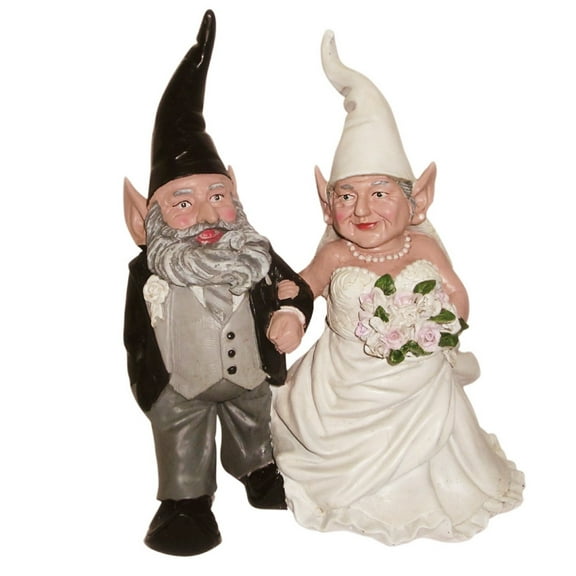 Homestyles Bride & Groom Wedding Gnome Married Couple Home & Garden Collectible Large Outdoor Statue 14"H