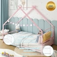 thumbnail image 5 of Ktaxon Twin Size Floor Bed for Kids, Solid Metal Montessori Floor Bed Frame for Boys Girls Bedroom, Pink, 5 of 10