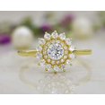 thumbnail image 6 of vylahjewellery 14K White Gold Ring Dainty 3CT Round Cut Moissanite Diamond Double Halo Engagement Ring, 6 of 7