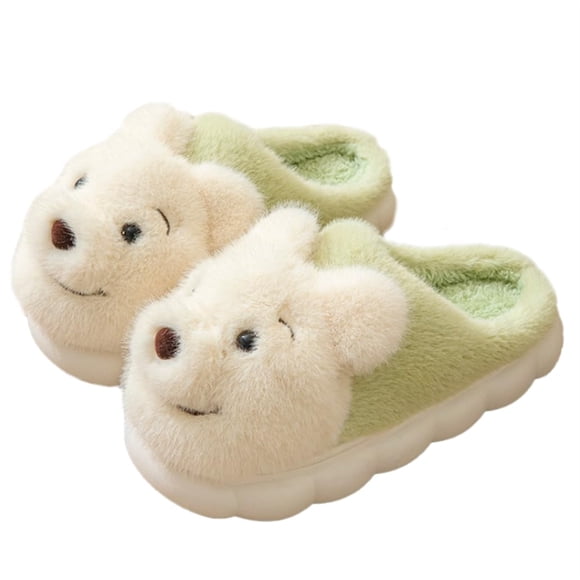 WJCA Women's Cute Bear Slippers & Men's Plush House Slippers - Soft, Comfortable, Warm Winter Indoor Slippers