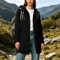 thumbnail image 6 of Womens Outdoor Jacket Plus Size Hooded Waterproof Long Sleeve Solid Color Plaid Lined Winter Casual Daily Outdoor Mid Length Jacket Raincoat with Pockets, 6 of 10