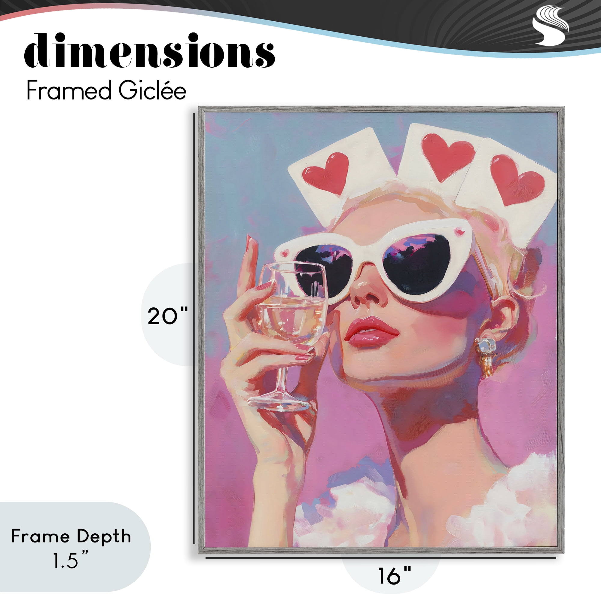 Stupell Industries Queen of Hearts Retro Glam Gray Framed Giclee Art, design by The Prints Vibe