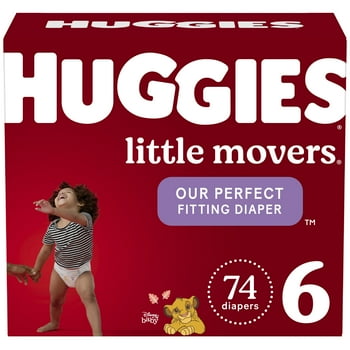 Huggies Little Movers Baby Diapers, Size 6, 74 Ct