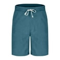 thumbnail image 2 of DPTALR George Corduroy Shorts Men with Pockets Mens Drawstring Elastic Waist for Spring Summer Beach Casual Shorts #Mint Green Big and Tall Men L, 2 of 5