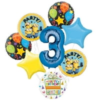 Despicable Me Minions 3rd Birthday Party Supplies Balloon Bouquet Decorations