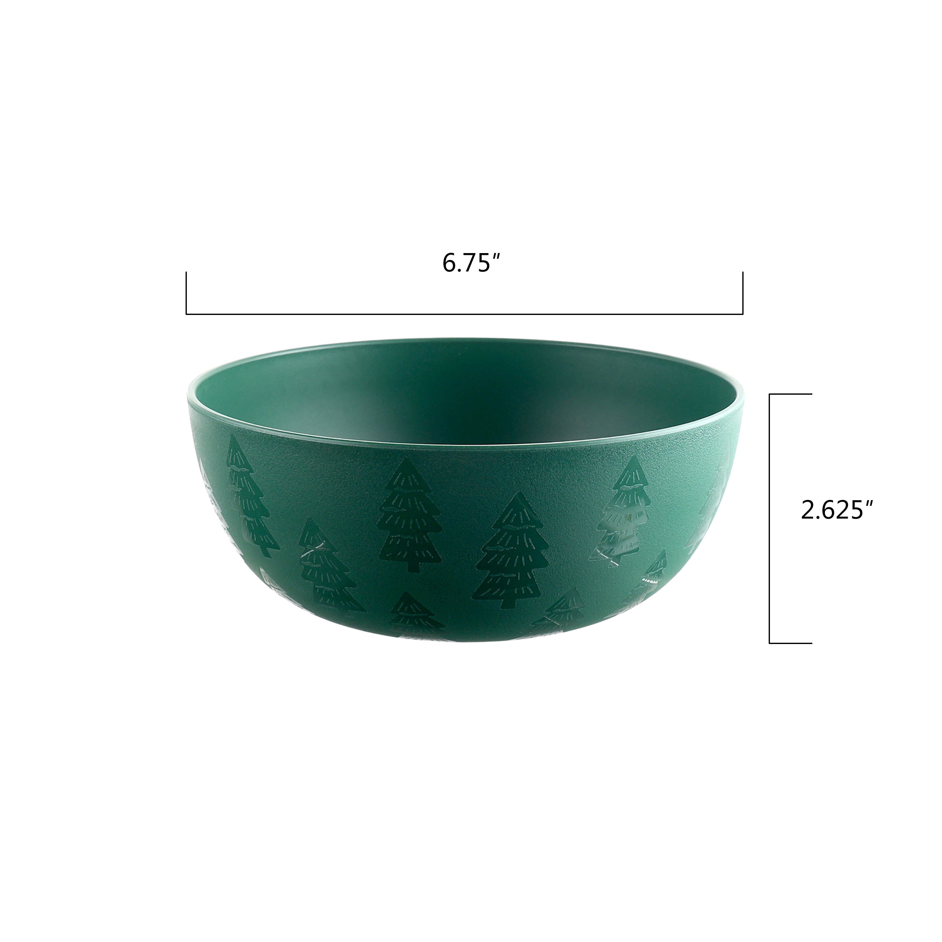 Mainstays 38 Ounce Round Plastic Etched Tree Bowl, Green
