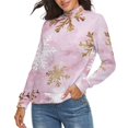 thumbnail image 2 of Snow Flake Christmas Women's Turtleneck Sweater Long Sleeve Ribbed Fitted Turtle Neck Casual Fall Winter Collection Top M, 2 of 4
