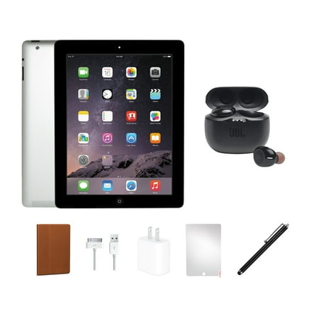 Refurbished Apple iPad 2 (2nd Gen  2011) 16GB  Black  Wifi Only  JBL Bundle. BUNDLE INCLUDES: iPad 2  JBL Tune 125TWS Wireless Headphones  Case  Charging block (10W-12W)  30-Pin to USB charging cable