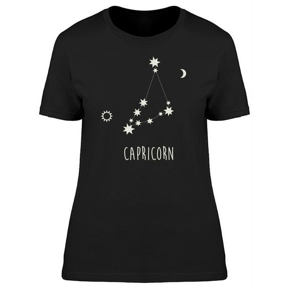 Capricorn Constellation Doodle T-Shirt Women -Image by Shutterstock, Female Large