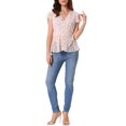 thumbnail image 2 of INSPIRE CHIC Women's Wrap Tops Floral Printed V Neck Tie Waist Peplum Blouse Pink Purple XL, 2 of 6