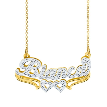 Personalized Name Necklace with Hearts and Tail