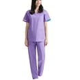 thumbnail image 2 of Usmixi Holiday Nurse's Uniform Sets for Women 2 Piece Scrubs Set for Women V Neck Short Sleeve Nurse's Tunic Tops with Pocket Long Pant Lounge Set Casual Solid Working Suits, 2 of 3