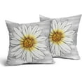 thumbnail image 2 of Summer Daisy Floral Pillow Covers 16X16 Inch Set of 2 White Petal Flower Bloom Decorative Pillow Cases Gray Seasonal Cotton Linen Cushion Case Farmhouse Home Decor for Sofa Couch Porch Outdoor, 2 of 6
