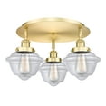 thumbnail image 3 of 916-3C-SG-G532-Innovations Lighting-Oxford - 3 Light Flush Mount In Art Deco Style-8 Inches Tall and 18.25 Inches Wide-Satin Gold Finish-Clear Glass, 3 of 5