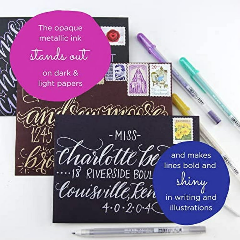 Deals！SDJMa Gelly Roll Metallic Gel Pens - Pens for Scrapbook, Journals, or  Drawing - Colored Metallic Ink - Medium Line - 12 Pack 