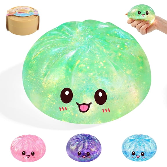 Rare Style Sugar Dumpling Squishy,Glitter Squishies Dumpling, Slow Rising Stress Relief Squeeze Toys with Glitter, Kawaii Bun Shape Sensory Fidget Toys for Teens Adults, Anxiety Relief Desk Toys Gift