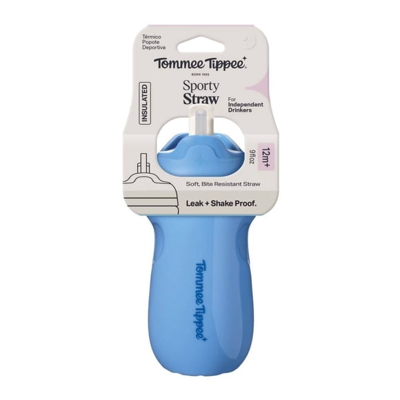Vaso con Contrapeso Tommee Tippee Sporty Straw 9oz, colores variados