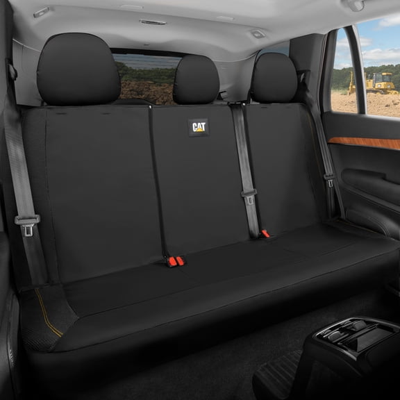 CAT PU Leather Rear Bench Seat Cover - Black, 60/40 Split Fit for Cars, Trucks, SUVs - Waterproof, Scratch-Resistant, Semi-Universal Fit Rear Seat Protector for Most Auto Interior - Easy Install