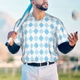 thumbnail image 6 of Daiia Blue and White Squares Mens Baseball Jersey Button Down Shirts Short Sleeve Sports Uniforms-XX-Large, 6 of 9