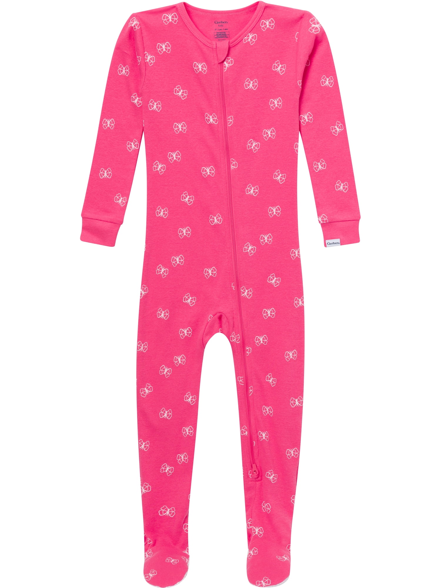 Gerber Baby and Toddler Neutral Tight Fitting Footed 2-Way Zipper Unionsuits, 2-Pack, Sizes 0/3 Months - 5T