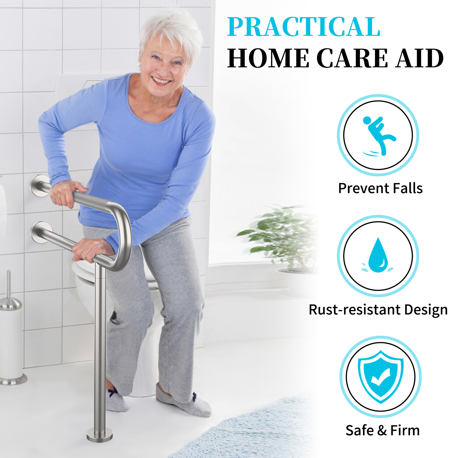 Toilet Grab Bar 30.3 Inch, ZUEXT Anti-Slip Handicap Grab Bars with Paper Holder, Flip-Up Bathroom Toilet Safety Rails, Stainless Steel Knurled Support handrails for Seniors Elderly Disabled Pregnant