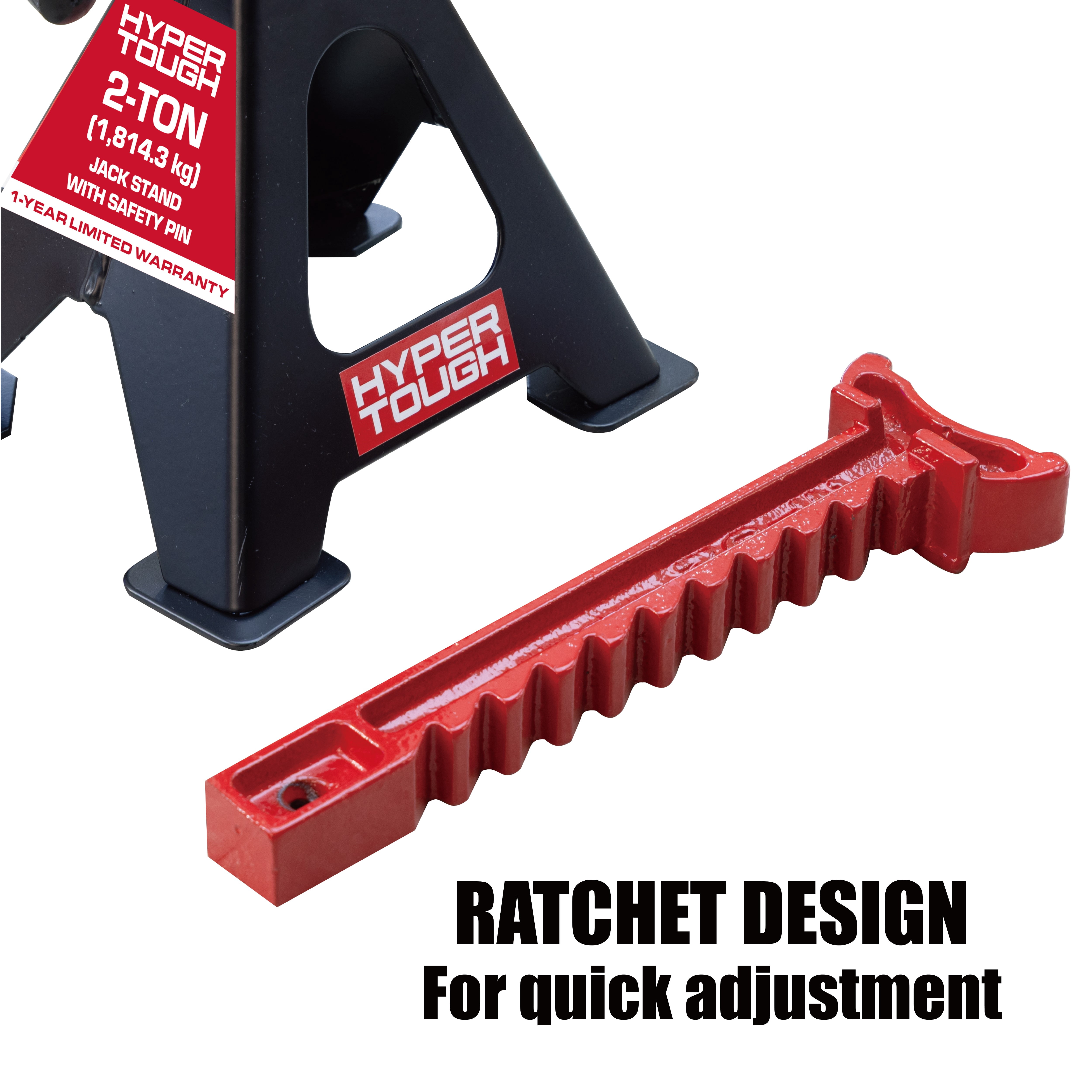 Hyper Tough T42001CW 2 Ton Double Locking Steel Jack Stand, Black