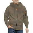 thumbnail image 2 of YunPes Boys Zip Up Hoodie Ribbed Cuffs Casual Athletic Outdoor Hooded Sweatshirt Youth Long Sleeve Soft Jacket with Pockets, 2 of 6