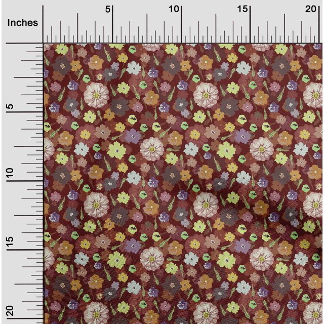 oneOone Velvet Maroon Fabric Florals Sewing Craft Projects Fabric Prints By Yard 58 Inch Wide-L4