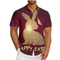 thumbnail image 1 of Blusa y camisa de manga corta con cuello vuelto para hombre, blusa informal de moda con cuello vuelto, blusa estampada de manga corta con botones, blusa de poliéster para hombre, 1 of 5