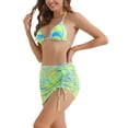 thumbnail image 4 of INSPIRAR CHIC Conjuntos de Bikini de Color Contrastante para Mujeres de 3 Piezas con Espalda Atada, Parte Inferior Triangular, Trajes de Baño Talla X-Large Verde, 4 of 5