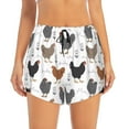 thumbnail image 2 of Pofeuu Retro Rooster Print Women's Athletic Shorts Running Workout Shorts Tummy Control Quick Dry Gym Shorts with Pockets Double layer sports shorts-, 2 of 7