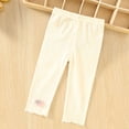 thumbnail image 2 of Nilvkv Leggings for Toddler Girls, Girls Pants, Candy Applique Ribbed Capri Pants with Elastic Waist and Scalloped Hem, perfect for Summer Fun Yellow 12-18 Months, 2 of 9