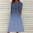 thumbnail image 2 of Ruyang Women's Summer Boho Floral Maxi Dress Casual Loose Summer Short Sleeve Beach Vacation Dresses With Pockets Denim Dress Long Sleeve, 2 of 5