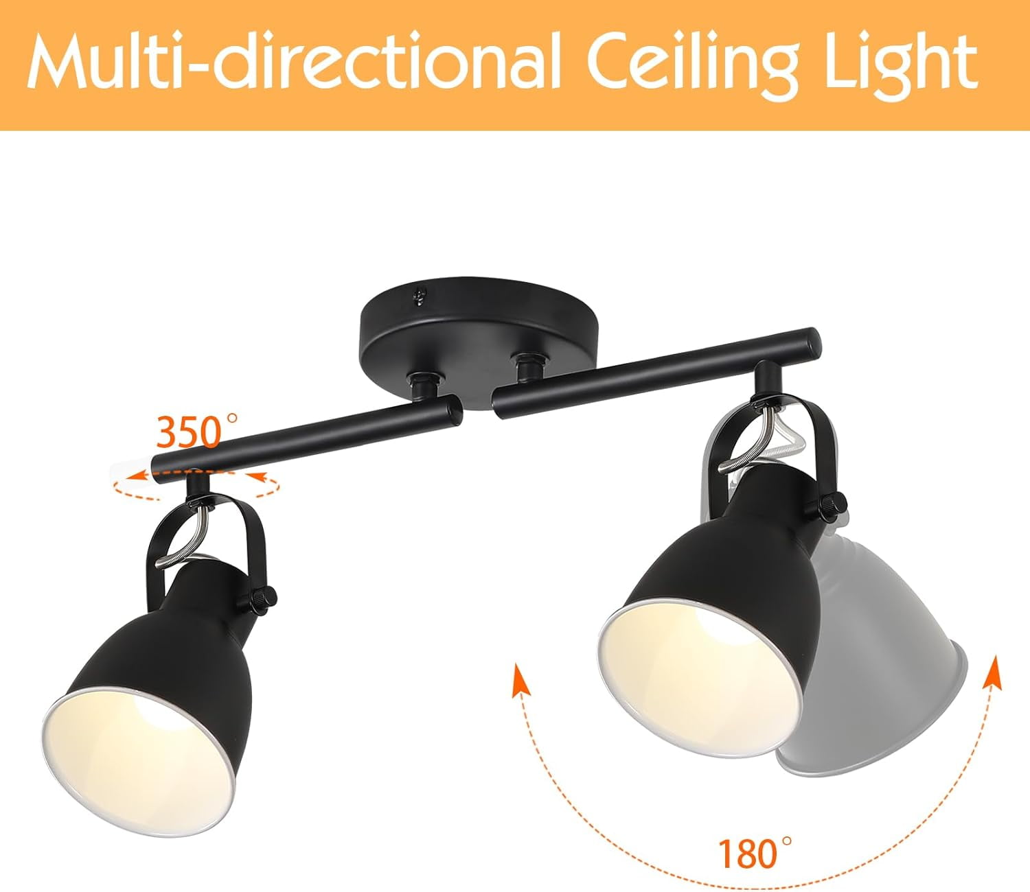 KEESFU 5-Light Industrial Track Lighting Kit, Black Directional Ceiling Mount Spotlight Fixture for Kitchen, Living Room, and Dining Area