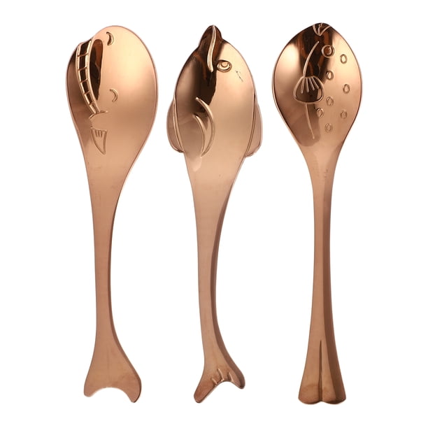 3 cucharas para café, postre y fruta, creativas para revolver café (oro rosa)