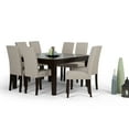 thumbnail image 2 of Acadian Transitional 9 Pc Dining Set with 8 Upholstered Parson Chairs in Light Beige Linen Look Fabric and 54 inch Wide Table, 2 of 3