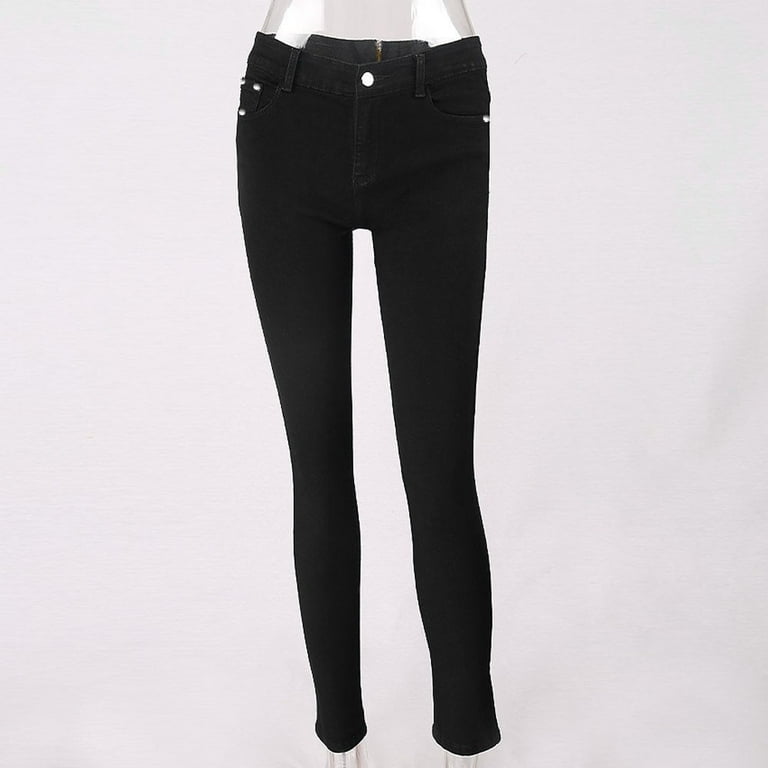 CBGELRT Vintage Jeans for Women High Waist Female Black Work Pants Women  Jeans Pant Pencil Pants Casual Jeans Bow Pocket Zipper Trousers 
