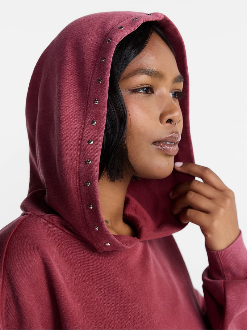 No Boundaries Mineral Wash Studded Fleece Oversized Hoodie