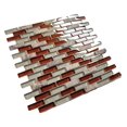 Volcano Red Crystal Glass Mosaic Wall Tile Brick Pattern (Glossy&Matte