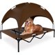 thumbnail image 1 of Cama Elevada para Perro Grande, Cama para Perros Lavable y Transpirable con Toldo Extraíble y 2 Postes de Soporte, para Perros y Mascotas Medianos, Grandes, Marrón, 1 of 9
