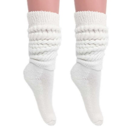

Extra Long Heavy Slouch Socks White 2 Pair Size 9-11