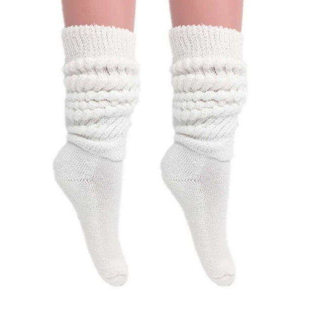 AWS/American Made Extra Long Heavy Slouch Socks White 2 Pair Size 9