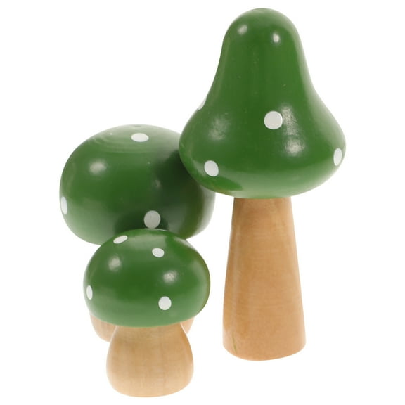 Worgeous 3 Pcs Simulated Mushroom Wooden Sculpture for Garden Decor Synthetic Material Bright Colors