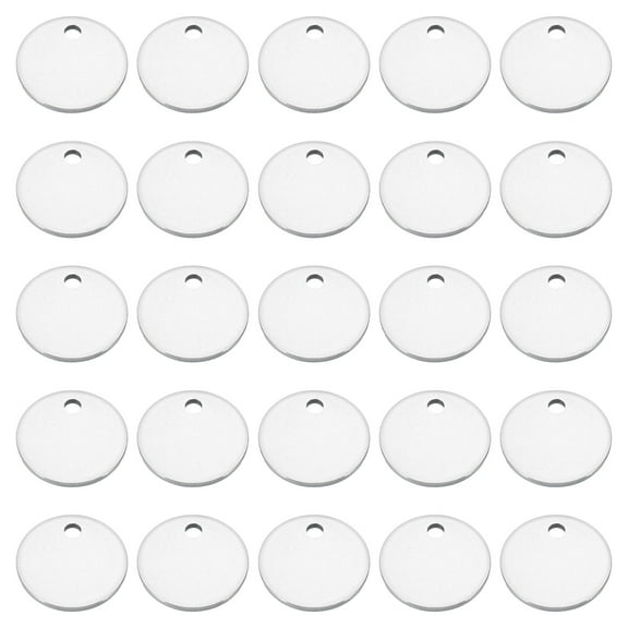 10mm Steel Disc, 25pcs Metal Stamping Blanks Tags Circle Stainless Steel Metal Plate for Laser Engraving, Silver Tone