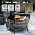 thumbnail image 3 of MEISSALIVVE 9 Piece Outdoor Patio Furniture Set, Half-Moon Curved Sofa Rattan Conversation Set with Wood Armrests, Coffee Table & Side Table（Grey）, 3 of 9
