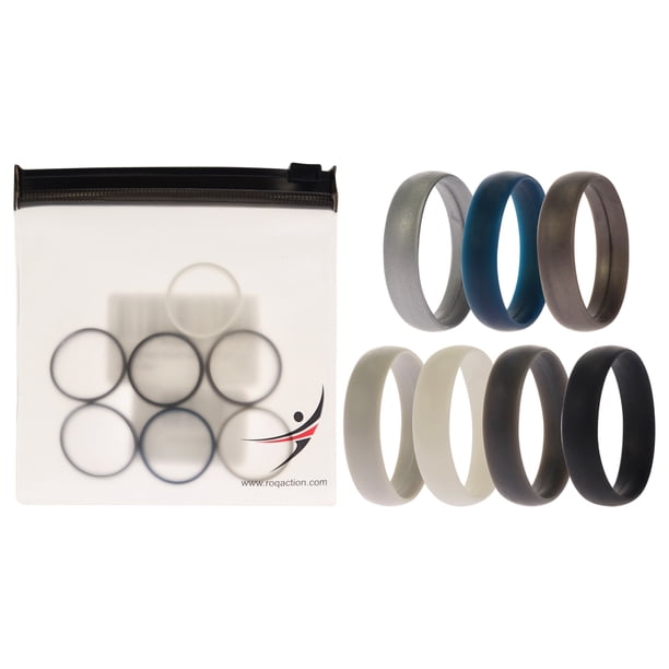 Juego de anillos sólidos lisos de boda de silicona de 6 mm de ROQ para hombres - Anillo de 7 x 12 mm