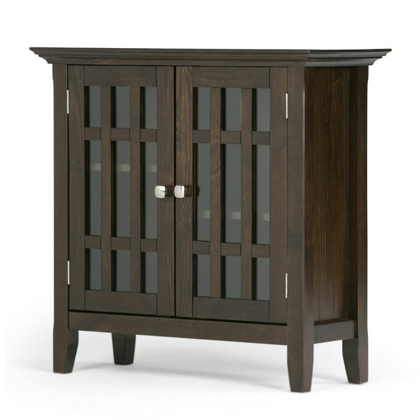 Brooklyn Max Hampton Solid Wood 32 Inch Wide Rustic Low Storage Media Cabinet In Dark Tobacco Brown Walmart Com Walmart Com