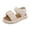 Beige, variant on Girls Ruched Strap Sandals, Hook-and-Loop Soft Sole Summer Shoes, Lightweight Casual Flat Sandals for Kids