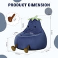 thumbnail image 2 of SUMELL 24 Inch Eggplant-Shaped Bean Bag Sofa Chair, Cute Cartoon Sofa with Washable Cover, Mini Chair for Living Room, Playroom, Dark Blue, 2 of 7